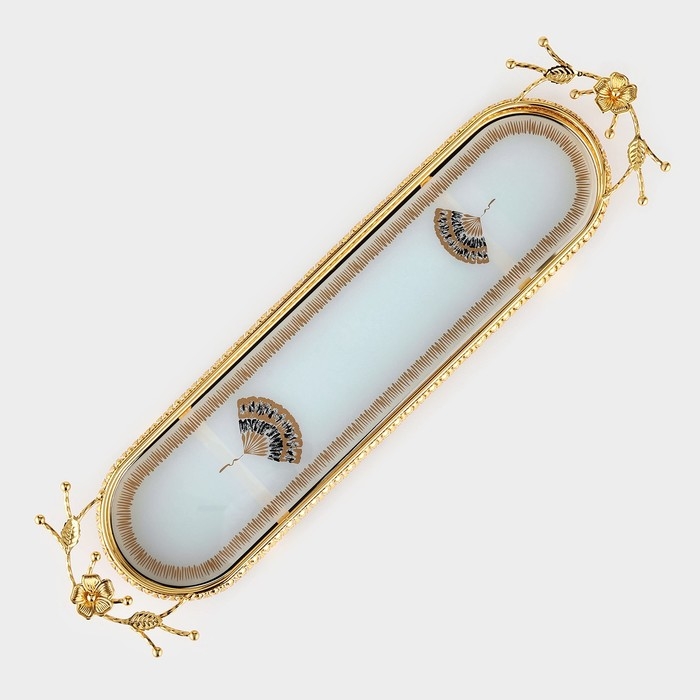 Подставка для десертов «Веер», 54×13×7 см, цвет металла золотой Подставка для десертов «Веер», 54×13×7 см, цвет металла золотой