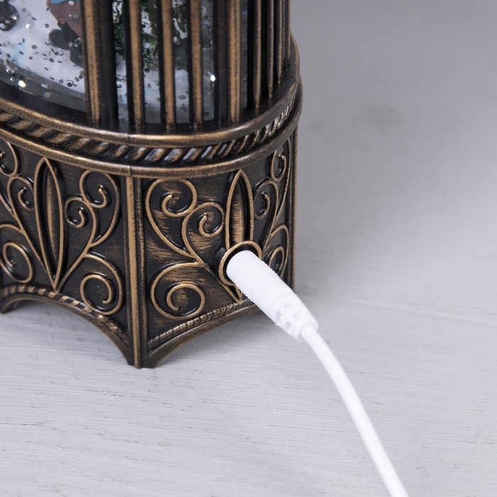 Светодиодная фигура &laquo;Фонарь с Дедом Морозом и оленями&raquo; 13 &times; 25.5 &times; 8 см, пластик, батарейки ААх3 (не в комплекте), USB, свечение тёплое белое