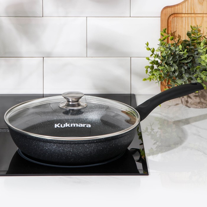 Сковорода, d=26 см, пластиковая ручка, стеклянная крышка, антипригарное покрытие, цвет тёмный мрамор Сковорода, d=26 см, пластиковая ручка, стеклянная крышка, антипригарное покрытие, цвет тёмный мрамор