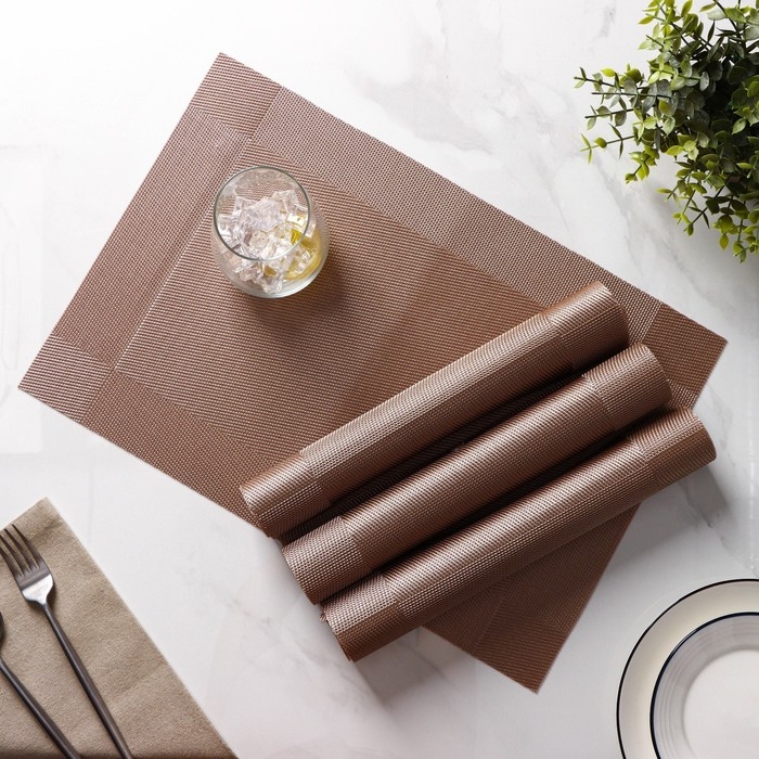 Салфетки сервировочные на стол Доляна «Шахматы», 45×30 см, 4 шт, цвет светло-коричневый Салфетки сервировочные на стол Доляна «Шахматы», 45×30 см, 4 шт, цвет светло-коричневый