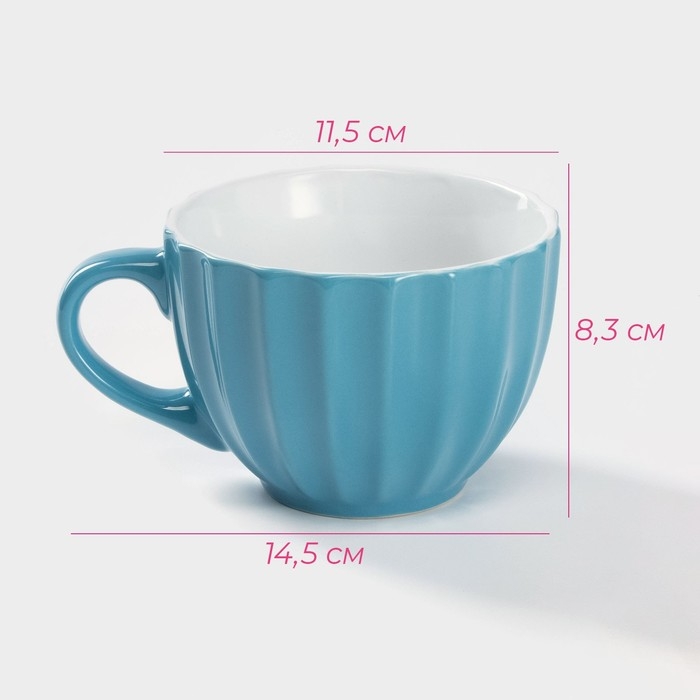 Кружка керамическая Доляна &laquo;Ноэми&raquo;, 430 мл, цвет голубой