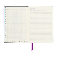 Ежедневник недатированный A5, 140л, клетка, кожзам, на резинке, синий срез, Фиолетовый