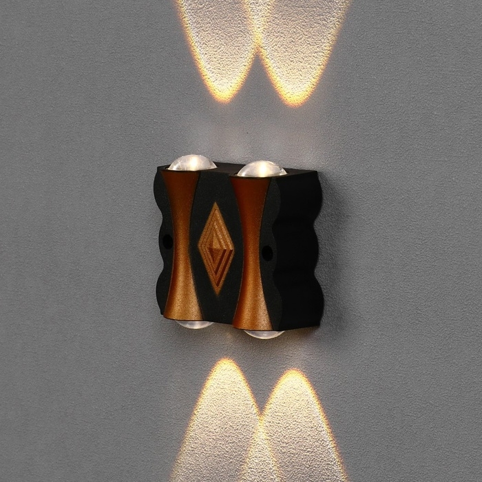 Светильник фасадный &laquo;Глосс&raquo;, FSD-046, 4 Вт, 3000К, 2 луча, IP65, 220 В, пластик, черный