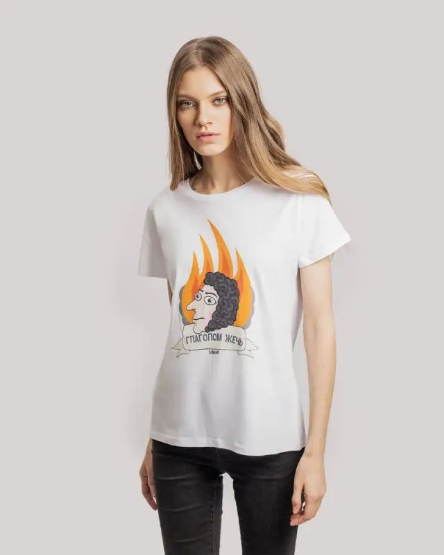 Футболка женская &laquo;Глаголом жечь&raquo;, белая, размер S