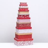 Набор подарочных новогодних коробок 10 в 1 "Исполнения желаний", 30 х 19 х 11,5 - 11 х 6 х 4 см. Новый год