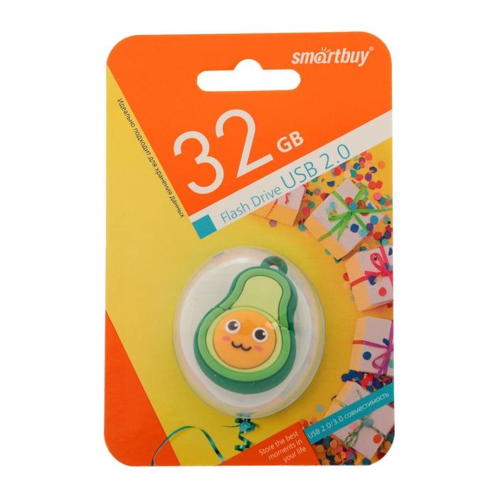 Флешка Smartbuy Wild series Флешка Smartbuy Wild series "Авокадо", 32 Гб, USB2.0, чт до 25 Мб/с, зап до 15 Мб/с