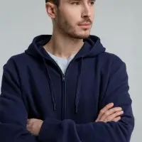 Толстовка на молнии с капюшоном унисекс King, темно-синяя, размер 3XL