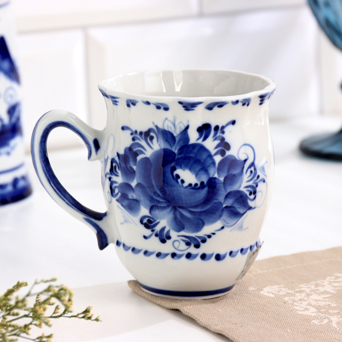 Бокал Бокал "Дачный" автор Еремина Л.Г.,12х8х10 см, 330 мл, 1 сорт, гжель