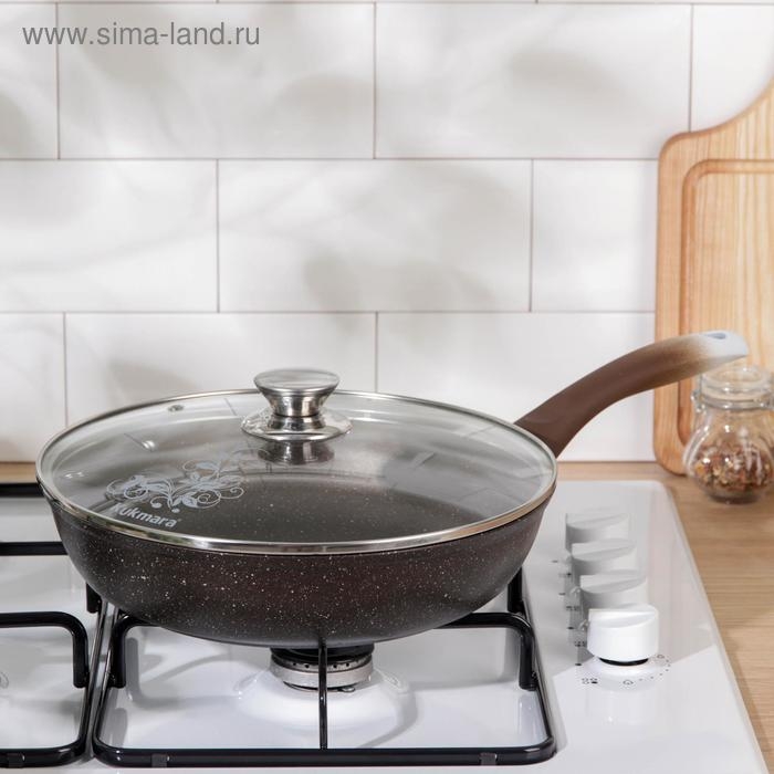 Сковорода, d=26 см, h=6 см, пластиковая ручка, стеклянная крышка, антипригарное покрытие, цвет кофейный мрамор Сковорода, d=26 см, h=6 см, пластиковая ручка, стеклянная крышка, антипригарное покрытие, цвет кофейный мрамор