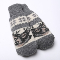 Новый год. Варежки женские шерстяные &laquo;Олень&raquo;, цвет серый, размер 20-22