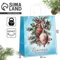Пакет подарочный новогодний крафтовый «Новогодняя почта», 22 х 12 х 25 см , Новый год Пакет подарочный новогодний крафтовый «Новогодняя почта», 22 х 12 х 25 см , Новый год