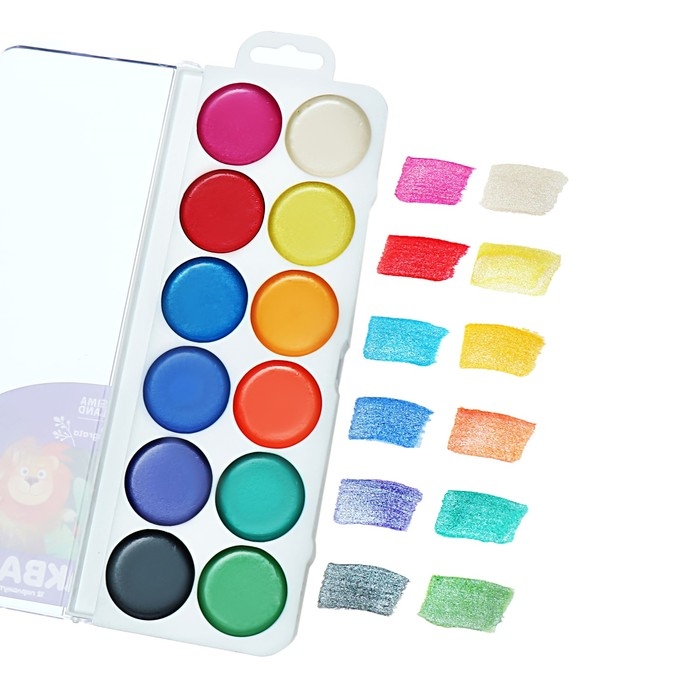 Акварель 12 цветов Perl, Calligrata, перламутровая Акварель 12 цветов Perl, Calligrata, перламутровая