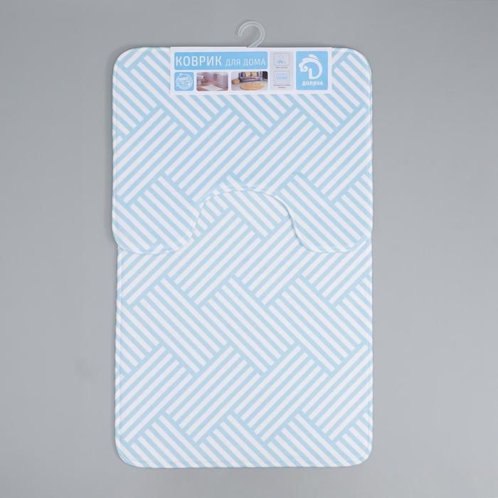 Набор ковриков для ванной и туалета Доляна &laquo;Паркет&raquo;, 2 шт: 50&times;80, 40&times;50 см, цвет голубой