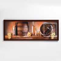 Часы-картина настенные, серия: Интерьер, "Винные бочки", 35х100 см, микс Часы-картина настенные, серия: Интерьер, "Винные бочки", 35х100 см, микс