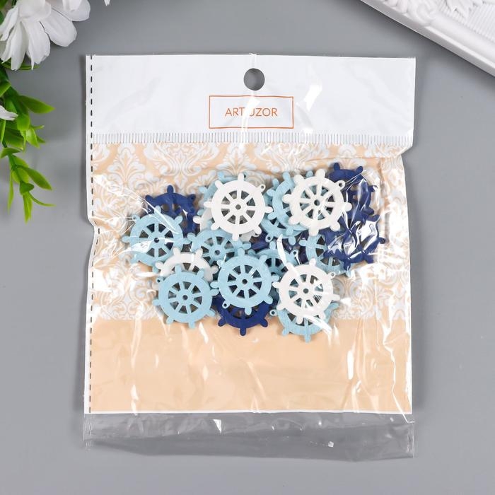 Декор для творчества дерево Декор для творчества дерево "Штурвал/Якорь" (набор 20 шт) МИКС 13х10 см