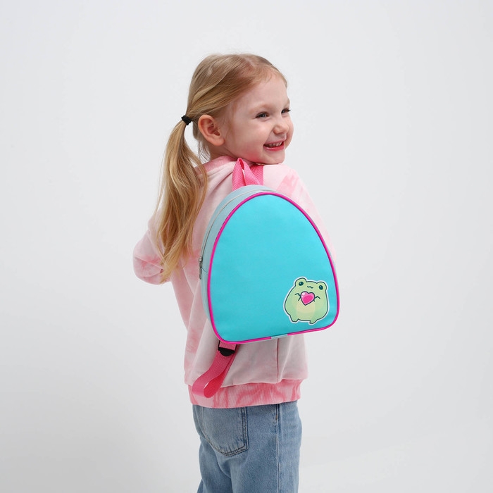 Рюкзак детский для девочки &laquo;Милая лягушка&raquo;, 23х20,5 см, отдел на молнии, цвет мятный