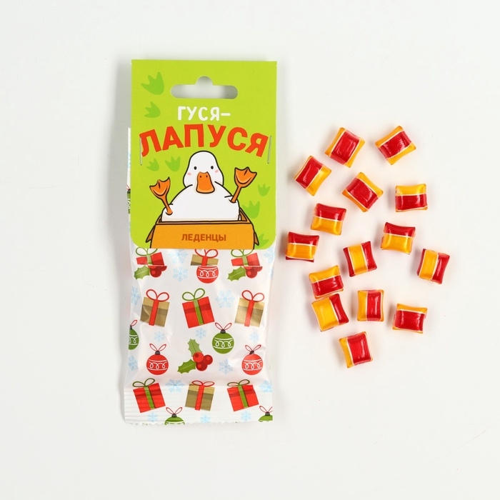 Леденцы в пакете с европодвесом &laquo;Гуся-лапуся&raquo; вкус апельсин 30 г