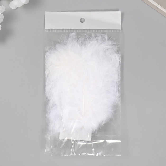 Перо декоративное гусиное пуховое "Белое" набор 40 шт h=10-15 см
