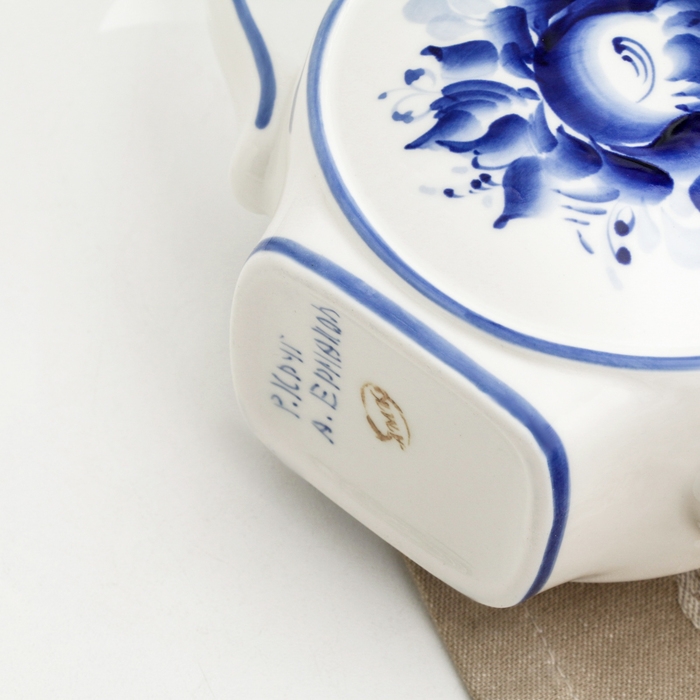 Чайник Чайник "Сова", 22 х 8 х 20 см, гжель, кобальт