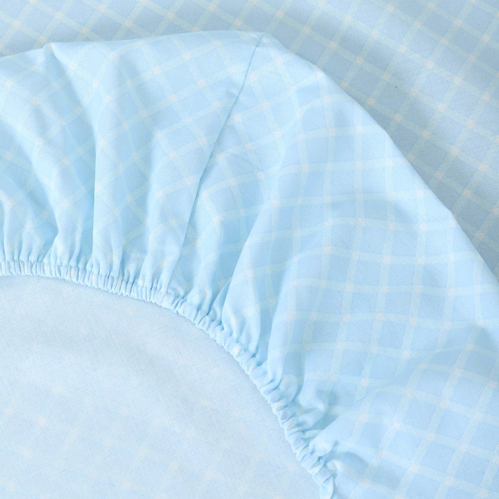 Простыня на резинке Атра 140х200х20, Виши, голубой, бязь 120г/м, хл100%