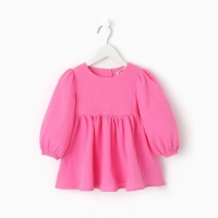 Платье детское с длинным рукавом KAFTAN "Муслин", размер 26 (80-86 см), цвет розовый