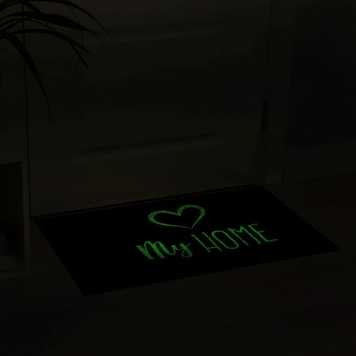 Коврик придверный Доляна My home, 50&times;80 см, влаговпитывающий, светящийся в темноте, цвет чёрный