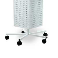 Стойка перфорированная на колёсах, 4 стороны, 28&times;28&times;170, шаг 2,5 см, цвет белый