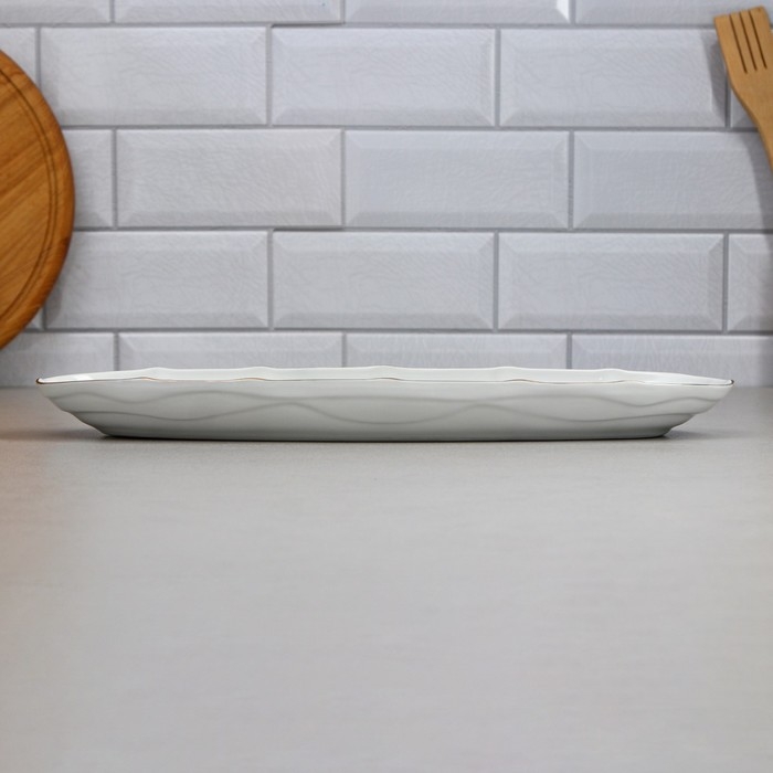 Селедочница &laquo;Рыбное ассорти&raquo;, 800 мл, золотая обводка, фарфор, Иран