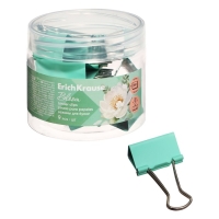 Набор зажимов для бумаг ErichKrause "Pastel Bloom", 32 мм, 9 штук, мятные, в пластиковой коробке Набор зажимов для бумаг ErichKrause "Pastel Bloom", 32 мм, 9 штук, мятные, в пластиковой коробке