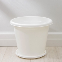 Горшок для цветов с поддоном &laquo;Эконом&raquo;, 10 л, пластиковый, цвет белый