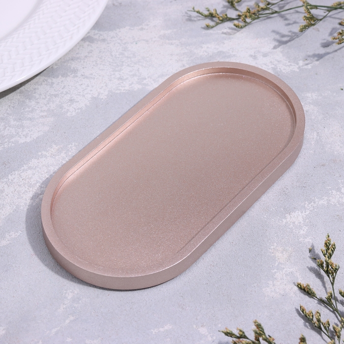 Подсвечник овальный из гипса,17,5х9х1,5см,шампань