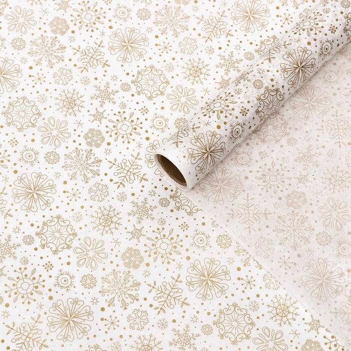 Бумага силиконизированная &laquo;Снежинки&raquo;, золотые, для выпечки, 0,38 х 5 м