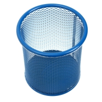 Стакан для пишущих принадлежностей круглый, металлическая сетка, синий Стакан для пишущих принадлежностей круглый, металлическая сетка, синий