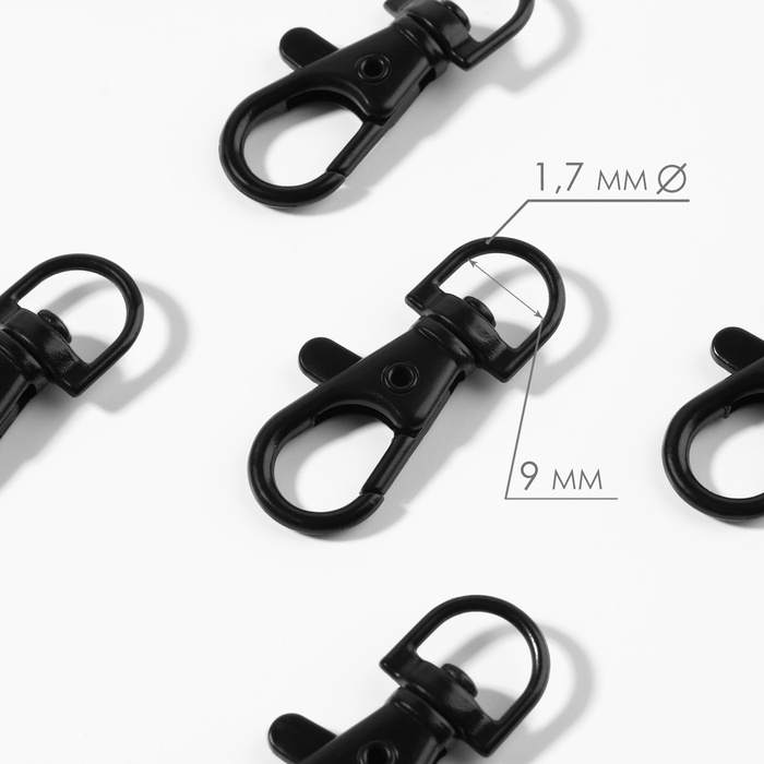 Карабин металлический, 37 × 12 мм / 9 × 1,7 мм, 5 шт, цвет чёрный Карабин металлический, 37 × 12 мм / 9 × 1,7 мм, 5 шт, цвет чёрный