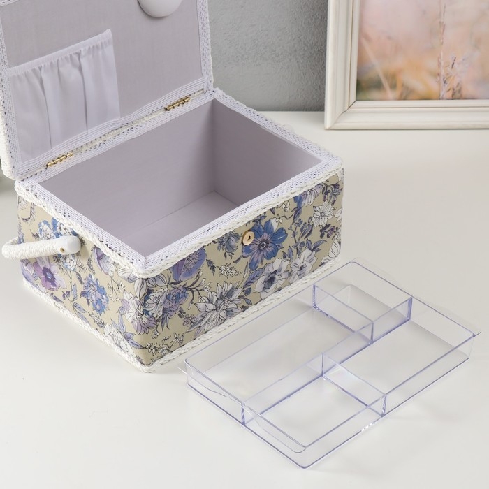 Шкатулка для рукоделия Шкатулка для рукоделия "Сиреневая цветочная поляна" 19х26х14,5 см