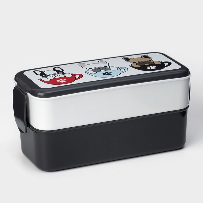 Контейнер для обеда &laquo;Бульдоги&raquo;, 2 отделения, 500+500 мл