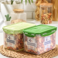 Контейнер пищевых Good & Good, с герметичной крышкой , 2,2 л, цвет прозрачный, крышка МИКС Контейнер пищевых Good & Good, с герметичной крышкой , 2,2 л, цвет прозрачный, крышка МИКС
