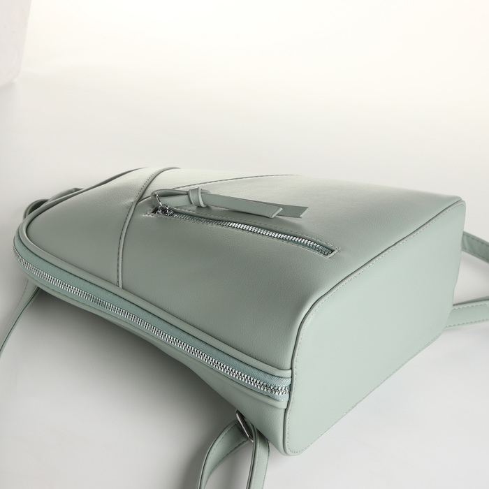 Рюкзак городской из искусственной кожи на молнии, цвет зелёный