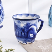 Бокал "Сюжет", маленький, 8 х 8 см, гжель Бокал "Сюжет", маленький, 8 х 8 см, гжель