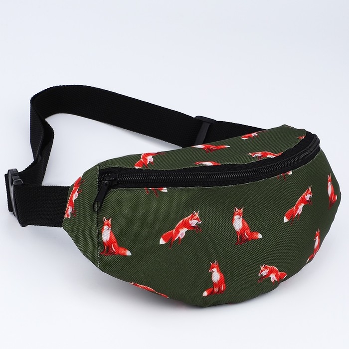 Сумка поясная Лисы, 32х8х15 см, отд на молнии, цвет зелёный Сумка поясная Лисы, 32х8х15 см, отд на молнии, цвет зелёный
