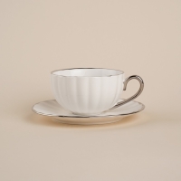 Чайная пара фарфоровая SL Home «Гарда», 2 предмета: чашка 200 мл, блюдце d=15 см, цвет белый Чайная пара фарфоровая SL Home «Гарда», 2 предмета: чашка 200 мл, блюдце d=15 см, цвет белый