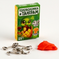 Новый год. Головоломка металлическая &laquo;Веселая змея&raquo;, с танграмом, МИКС