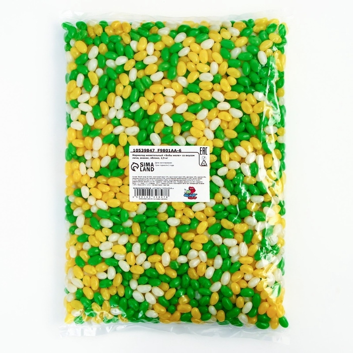 Мармелад жевательный Мармелад жевательный "Бобы желе" со вкусом личи, ананас, яблоко, 2,5 кг