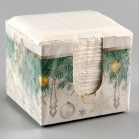 Новогодние салфетки бумажные в коробке &laquo;Ёлка&raquo;, интерьерные, 75 листов, на новый год