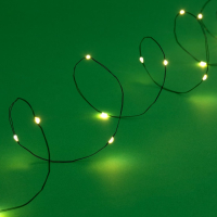 Гирлянда &laquo;Нить&raquo; 10 м роса, IP44, серебристая нить, 100 LED, свечение тёплое белое, 2 режима, солнечная батарея