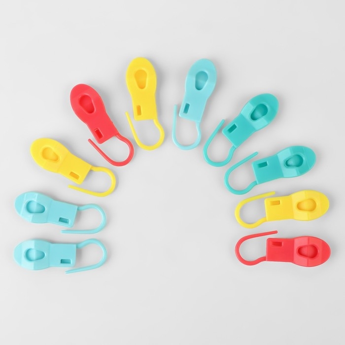 Набор маркеров для петель, с держателем, 4,5 см, 10 шт, цвет МИКС Набор маркеров для петель, с держателем, 4,5 см, 10 шт, цвет МИКС