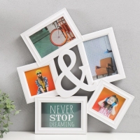 Фоторамка пластик на 5 фото 10х10, 10х15 см "И" белая 44х35 см Фоторамка пластик на 5 фото 10х10, 10х15 см "И" белая 44х35 см