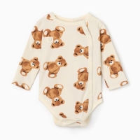Боди с длинным рукавом Крошка Я "Медвежата", рост 80-86, бежевый