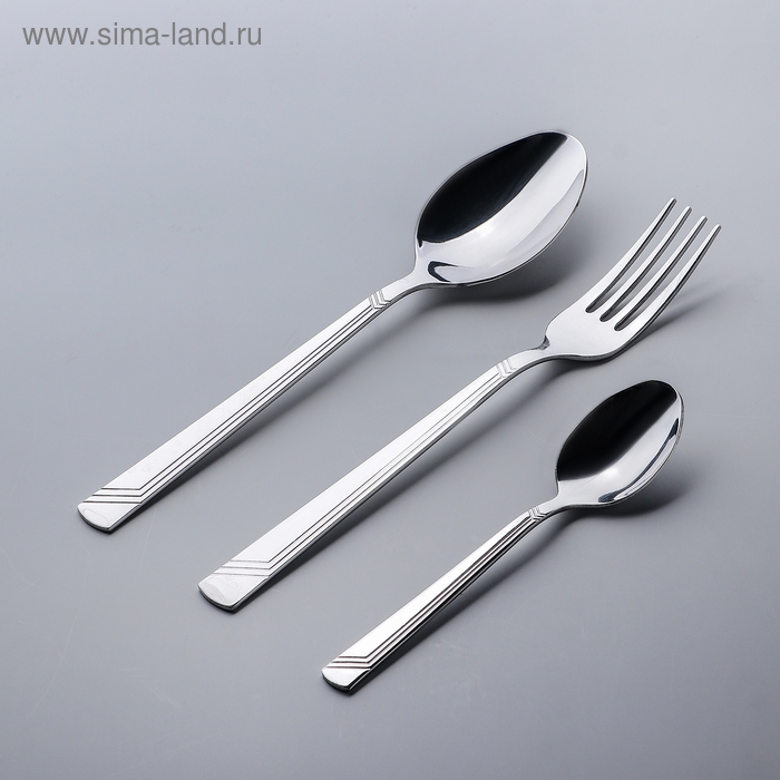 Набор столовый «Аппетит», 18 предметов, в картонной коробке ВИТРИНА, цвет серебряный Набор столовый «Аппетит», 18 предметов, в картонной коробке ВИТРИНА, цвет серебряный