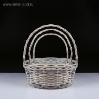 Набор корзин плетёных, ива, 3 шт., серо-бежевый цвет, средние